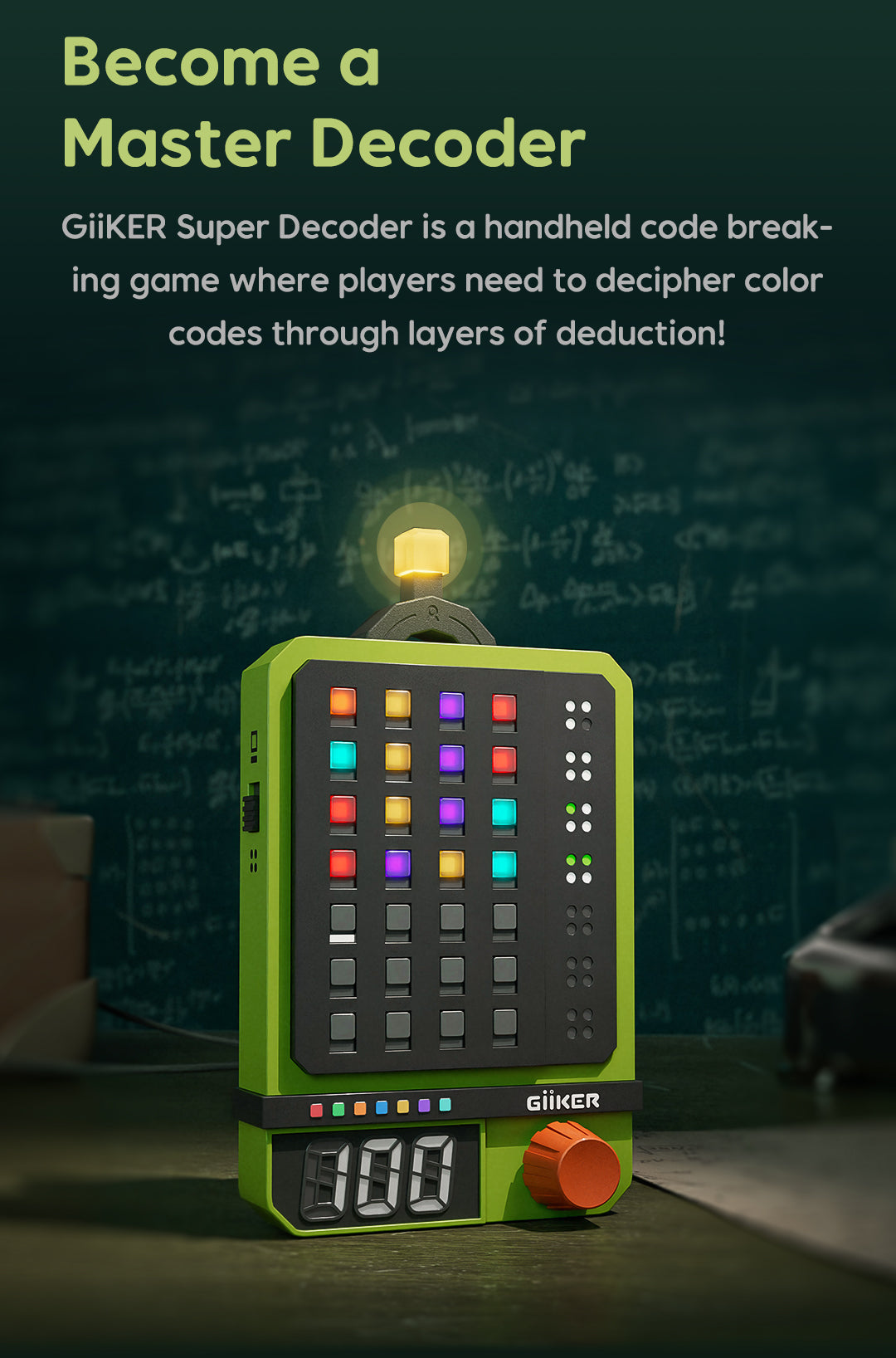 GiiKER Super Decoder – Codekraker Spel | 600 Levels | 4-cijferige kleurcode puzzels | Solo- & Duo-modus | Draagbaar denkspel/reisspel/breintraining voor kinderen & volwassenen | Mastermind, Wordle