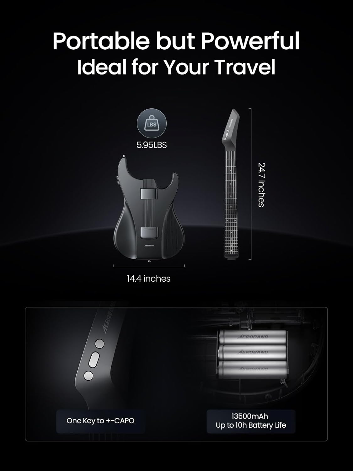 AeroBand Smart Gitaar – Bluetooth Elektronische Gitaar met Case, Strap & Mic – Muziekinstrument Set