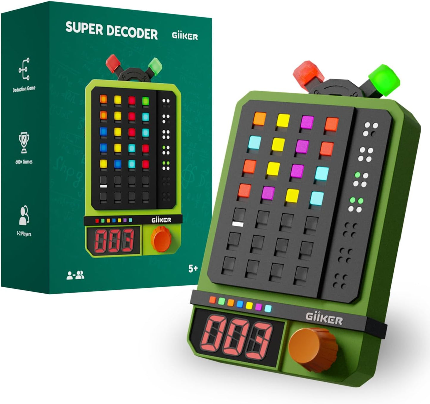 GiiKER Super Decoder – Codekraker Spel | 600 Levels | 4-cijferige kleurcode puzzels | Solo- & Duo-modus | Draagbaar denkspel/reisspel/breintraining voor kinderen & volwassenen | Mastermind, Wordle